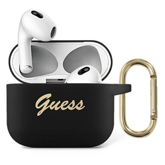Husa Airpods 3 Guess Silicon Vintage Script Black