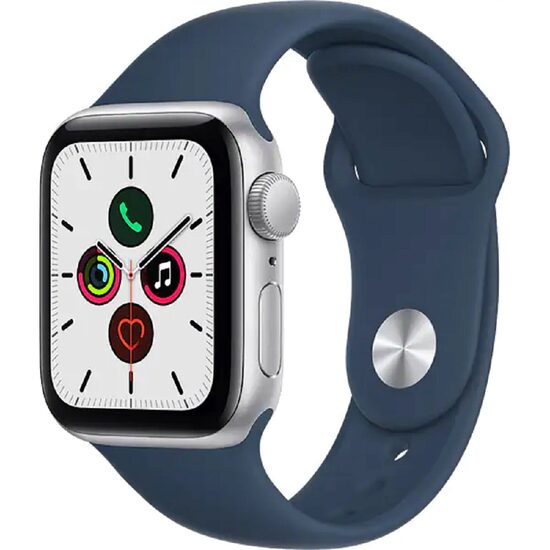 Apple Watch SE, GPS, Carcasa Aluminium 40mm Silver, Abyss Blue Sport Band