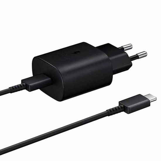 Set Incarcator Retea Samsung Original Travel cu cablu Type-C, Fast Charging, 25W, Blackl Retea Type-C 25W Samsung Travel Fast Charging Black