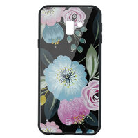 Carcasa Sticla Samsung Galaxy J6 Plus Just Must Glass Diamond Print Flowers Black Background