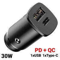 Incarcator Auto USB si Type-C Baseus Metal Dual Port 30W Black