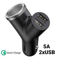 Incarcator Auto Baseus Y-type Splitter Dual USB + Bricheta Black