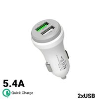 Incarcator Auto Qualcomm 3.0 5.4A Mcdodo Dual USB White (1xUSB QC3.0 si 1xUSB 2.0)