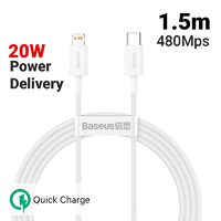 Cablu Lightning la Type-C PD Baseus Superior Series White