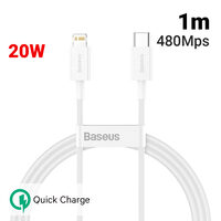 Cablu Fast Charging Type-C la Lightning PD Baseus Superior Series 20W White 1m