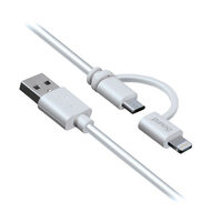 Cablu USB la MFI Lightning sau MicroUSB iSound 2 in 1 Alb 0.9m