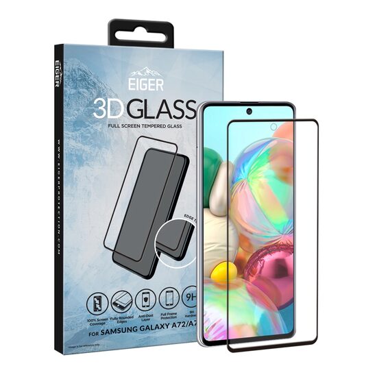 Folie Samsung Galaxy A72 / A72 5G Eiger Sticla 3D Edge to Edge Clear Black