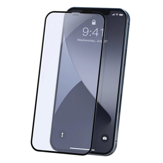 Folie iPhone 12 / 12 Pro Baseus Curbata Full Screen Anti-Bluelight Black