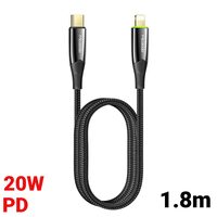 Cablu Type-C la Lightning Mcdodo Shark Series Black (PD, 1.8m, 20W, oprire automata)