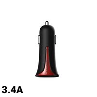 Incarcator Auto 3.4A Mcdodo Dual USB Black Mask Red (3.4A max total, 2.4A max per port)