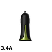 Incarcator Auto 3.4A Mcdodo Dual USB Black Mask Green (3.4A max total, 2.4A max per port)