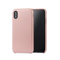 Carcasa iPhone X / XS Meleovo Pure Gear II Rose Gold (culoare metalizata fina, interior piele intoar