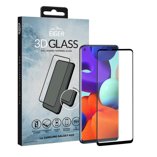 Folie Samsung Galaxy A22 5G Eiger Sticla 3D Edge to Edge Clear Black Samsung Galaxy A22 5G