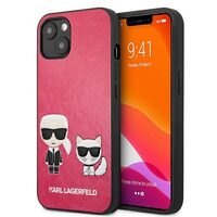 Husa iPhone 13 Karl Lagerfeld Ikonik Karl & Choupette Fuchsia