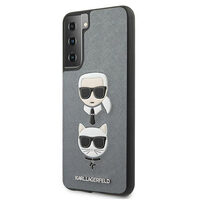 Husa Samsung Galaxy S21 Plus G996 Karl Lagerfeld Saffiano Ikonik Karl&Choupette Head Argintiu