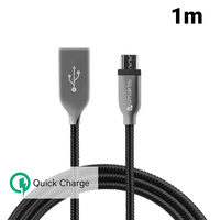 Cablu MicroUSB 4smarts Ferrumcord Black (acoperit cu otel inoxidabil, 1m)