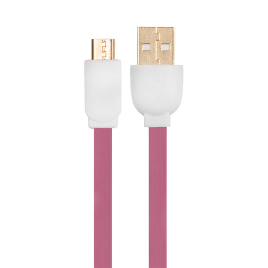 Cablu MicroUSB HQcable Flat USB 2.0 Pink (2m, gold plated connectors)