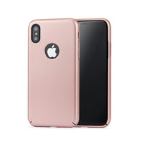 Carcasa iPhone X / XS Meleovo 360 Shield Rose Gold (culoare metalizata fina, captuseala din microfib
