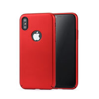 Carcasa iPhone X / XS Meleovo 360 Shield Red (culoare metalizata fina, captuseala din microfibra)