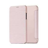 Husa iPhone X / XS Meleovo Smart Flip Rose Gold (spate mat perlat si fata cu aspect metalic)