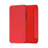 Husa iPhone X / XS Meleovo Smart Flip Red (spate mat perlat si fata cu aspect metalic)
