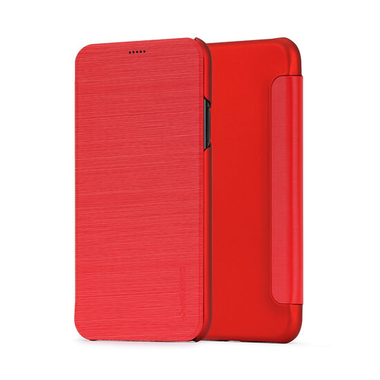 Husa iPhone X / XS Meleovo Smart Flip Red (spate mat perlat si fata cu aspect metalic)