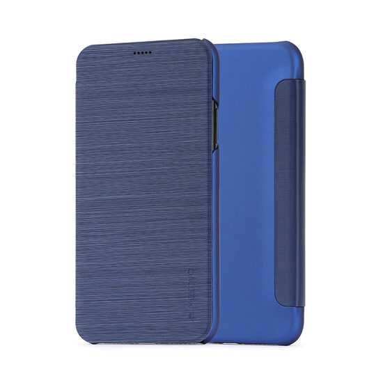 Husa iPhone X / XS Meleovo Smart Flip Navy (spate mat perlat si fata cu aspect metalic)
