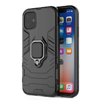 Husa iPhone 11 Pro Lemontti Ring Armor Kickstand Negru