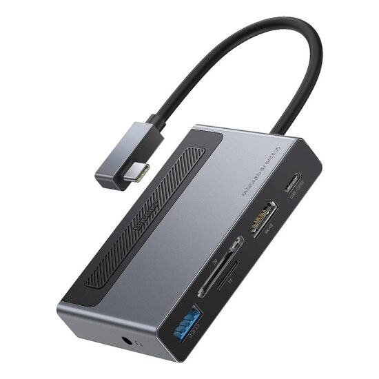 Multihub 6in1 Type-C la USB 3.0+Jack 3.5mm+TF/SD+4K HD+PD Baseus Magic Multifunctional Space Gray