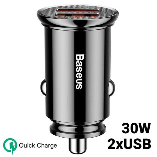 Incarcator Auto Baseus Quick Charger Dual USB 30W Black