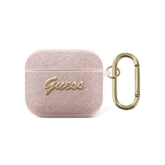 Husa Airpods 3 Guess Saffiano Metal Logo Roz