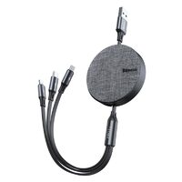 Cablu MicroUSB & Lightning & USB-C Baseus Fabric Grey