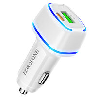 Incarcator Auto Borofone BZ14A Mercury Dual Port USB + Type-C, QC 3.0, Alb