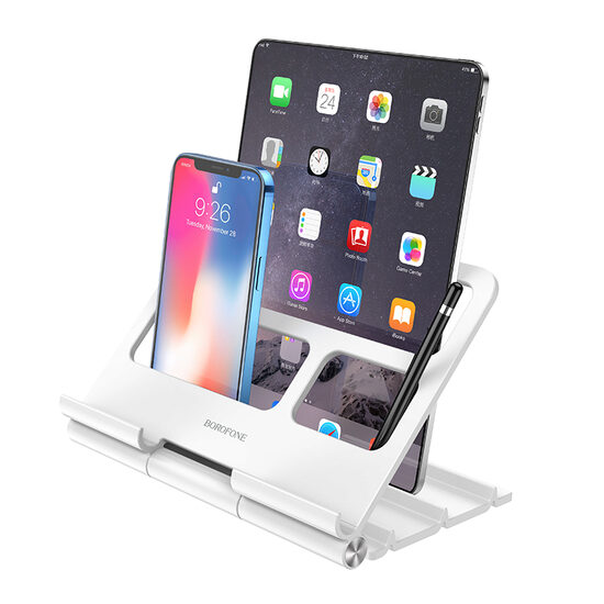 Suport Birou Borofone BH58 Titan pentru Telefon si Tableta Alb