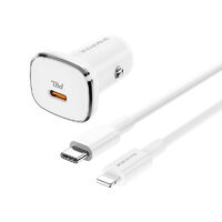 Set Incarcator Auto Borofone BZ12B Lasting Power cu cablu Type-C la Lightning, 1xType-C, QC 3.0, Alb