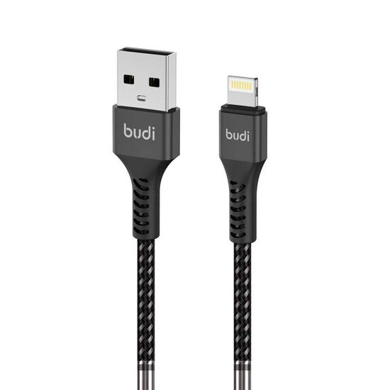 Budi Cablu USB Lightning Black 1m (impletitura textila)