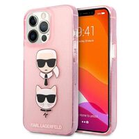 Husa iPhone 13  Karl Lagerfeld Glitter Karl's & Choupette Roz
