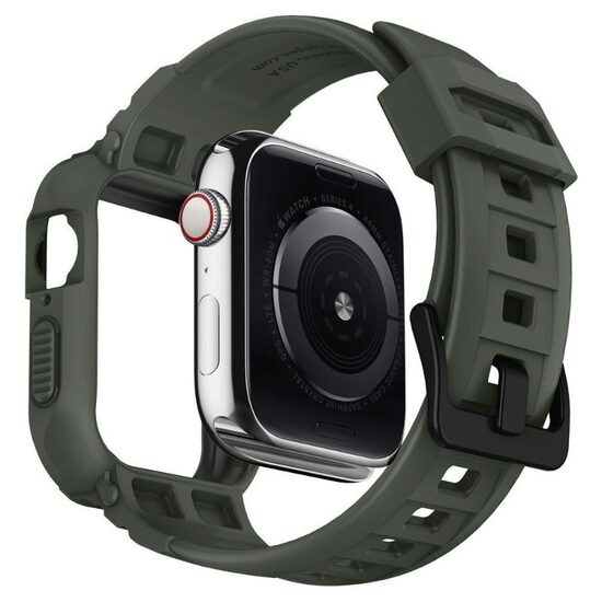 Husa Apple Watch 7/6/5/4/SE 44mm/45mm Spigen Rugged Armor Pro Military Green