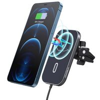 Suport Auto Choetech Magnetic cu incarcare Wireless Qi, 15W, prindere la sistemul de ventilatie, Neg