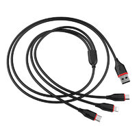 Cablu Borofone BX17 Enjoy 3 in 1 USB la Lightning, MicroUSB si Type-c, 2.4A, 1m, Negru