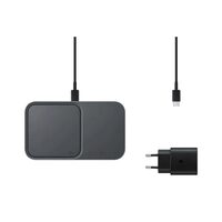 Incarcator Original Duo Pad Samsung Wireless 15W cu incarcare rapida Negru (incarcator priza inclus)