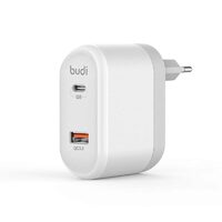 Incarcator Priza Budi Fast Charge White (18W, QC 3.0, 1xType-c)