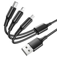 Cablu Borofone BX50 Fresco 3 in 1 USB la Lightning, MicroUSB si Type-c, 2.4A, 1m, Negru