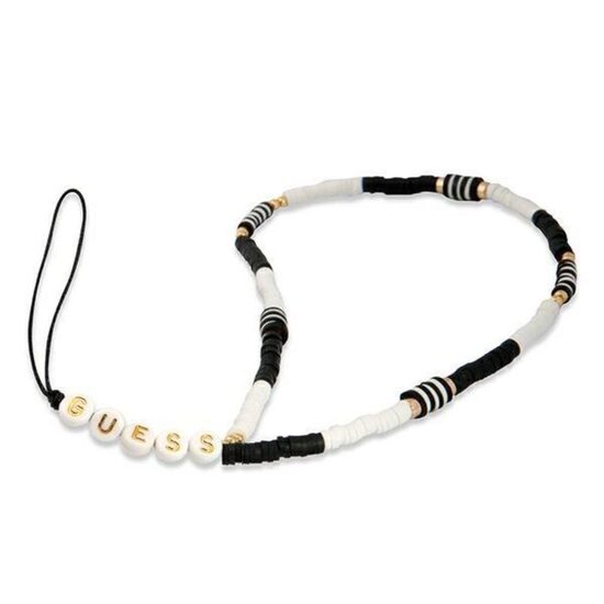 Snur / Pandantiv telefon Guess Heishi Beads Alb / Negru