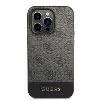 Husa iPhone 14 Pro Max Guess 4G Stripe Metal Logo Grey