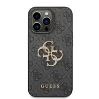 Husa iPhone 14 Pro Max Guess Leather 4G Metal Logo Grey