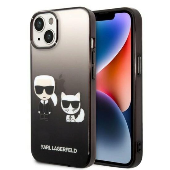 Husa iPhone 14 Plus Karl Lagerfeld Gradient Karl&Choupette Negru