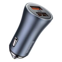 Incarcator Auto Baseus Golden Contactor Pro Dual 2xUSB, 40W Quick Charger Dark Gray