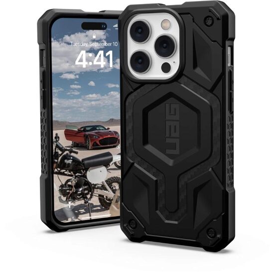 Husa iPhone 14 Pro UAG Monarch Pro Magsafe Carbon Fiber, military drop tested