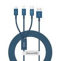 Cablu Baseus USB la Lightning, MicroUSB si Type-C Superior 3 in 1, 3,5 A,1,5m, Albastru